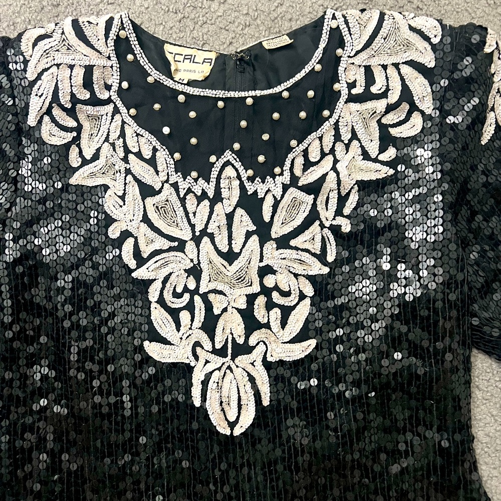 Scala Vintage Sequin Beaded Top - image 2